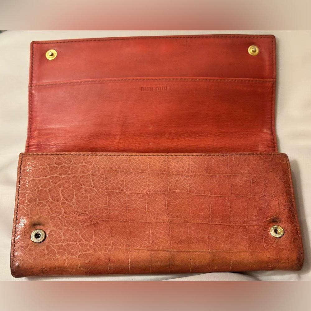 Miu Miu Croc-Embossed Leather Long Wallet - Picture 3 of 15
